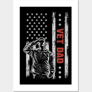 Vet Dad American Flag Father's Day 4th Of July Gift Posters and Art